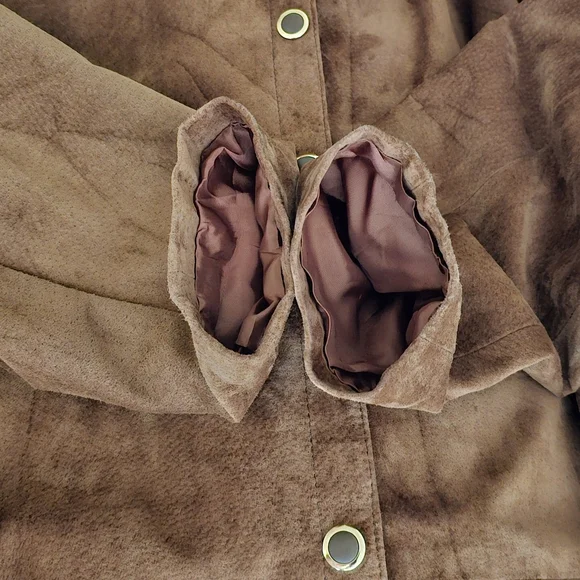 🇨🇦 Danier Leather Tobacco Brown Suede Button Long Coat Jacket - Picture 13 of 15